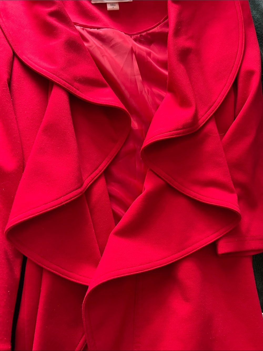Calvin Klein Red Ruffle Front Open Blazer - Picture 4 of 9